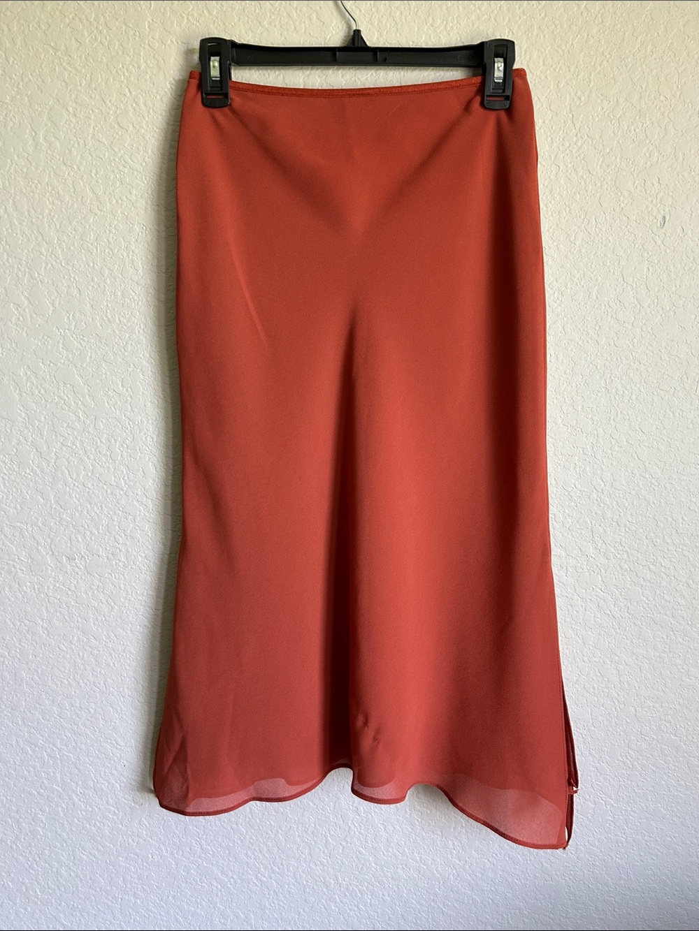 Womens Rust Orange Midi Skirt